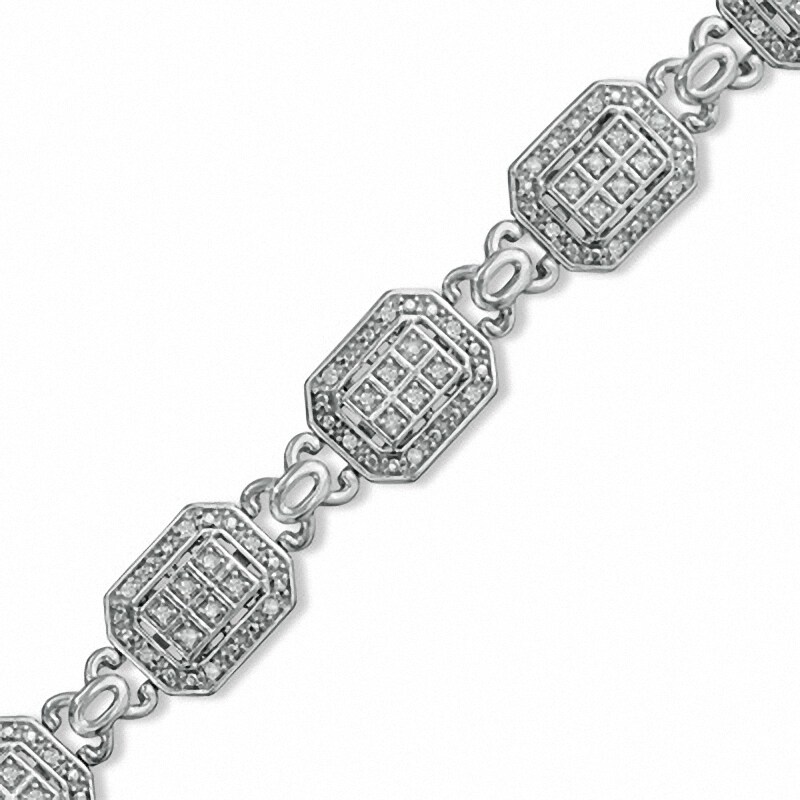 Main Image 1 of Previously Owned - 1/2 CT. T.W. Diamond Fashion Line Bracelet in Sterling Silver