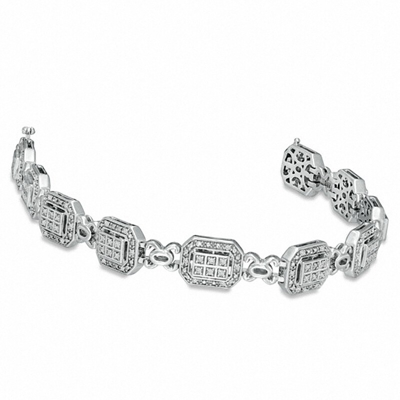 Main Image 2 of Previously Owned - 1/2 CT. T.W. Diamond Fashion Line Bracelet in Sterling Silver