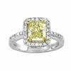 Thumbnail Image 1 of Previously Owned - 2-1/4 CT. T.W. Radiant-Cut Yellow and White Diamond Engagement Ring in 18K White Gold