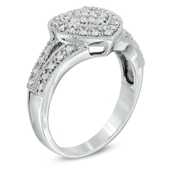 Previously Owned - 1/4 CT. T.w. Princess-Cut Diamond Heart Ring in Sterling Silver