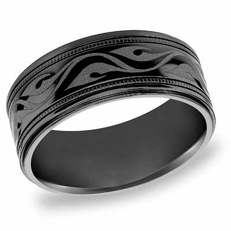 Main Image 1 of Previously Owned - Triton 9.0mm Comfort Fit Quicksilver Black Titanium Wedding Band