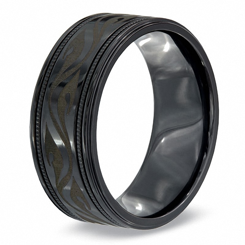 Main Image 2 of Previously Owned - Triton 9.0mm Comfort Fit Quicksilver Black Titanium Wedding Band