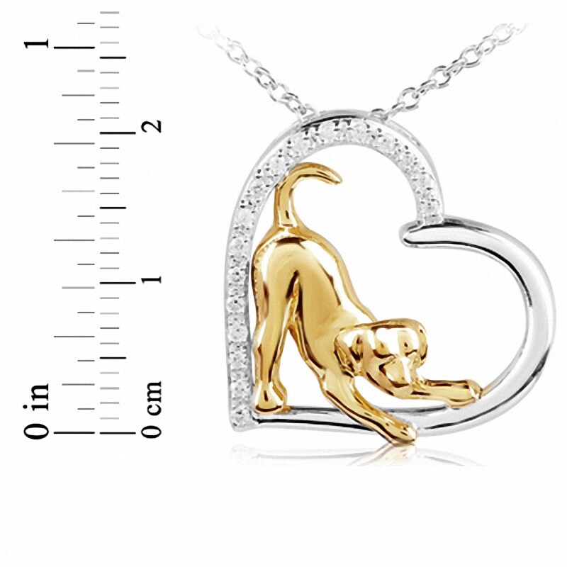 Main Image 3 of Previously Owned - 1/10 CT. T.W. Diamond Dog in Heart Pendant in Sterling Silver and 10K Gold Plate