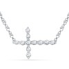Thumbnail Image 1 of Previously Owned - 1/20 CT. T.W. Diamond Sideways Cross Necklace in 10K White Gold