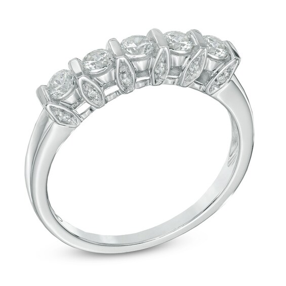 Previously Owned - 1/2 CT. T.w. Diamond Five Stone Band in 10K White Gold