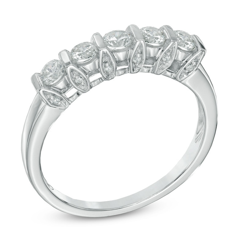 Main Image 2 of Previously Owned - 1/2 CT. T.W. Diamond Five Stone Band in 10K White Gold