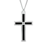 Thumbnail Image 1 of Previously Owned - Men's Diamond Accent Black Enameled Cross Pendant in Stainless Steel - 24"