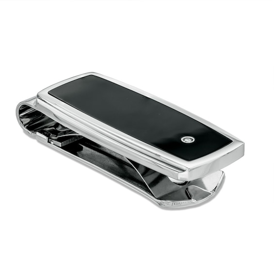 Previously Owned - Diamond Accent Black Enameled Money Clip in Stainless Steel