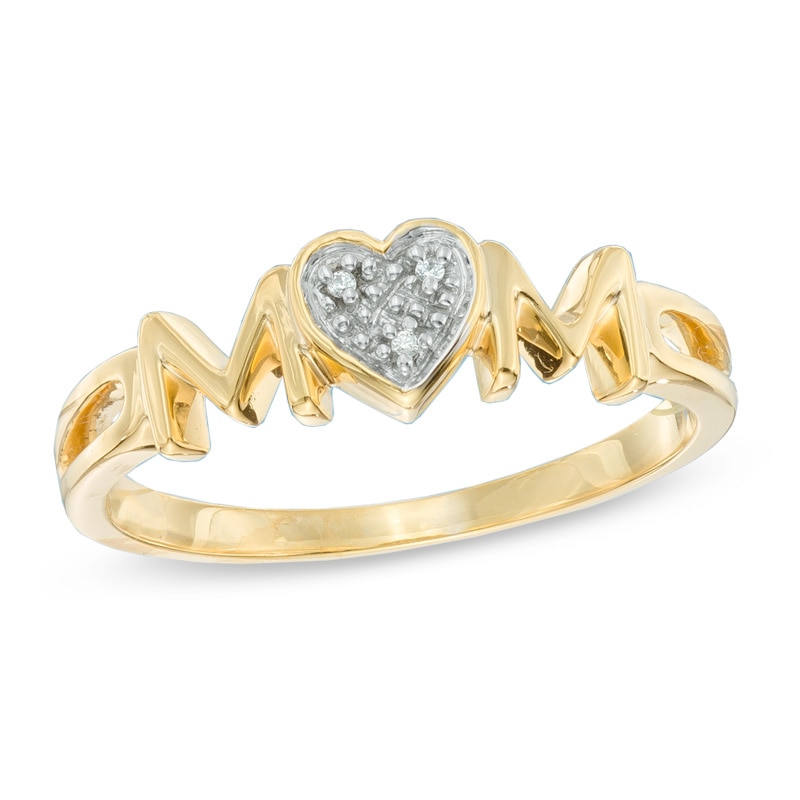 Main Image 1 of Previously Owned - Diamond Accent "MOM" Ring in 10K Gold