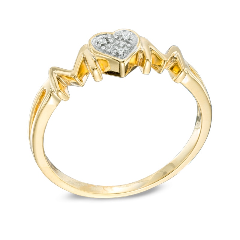 Main Image 2 of Previously Owned - Diamond Accent "MOM" Ring in 10K Gold