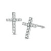Thumbnail Image 1 of Previously Owned - Diamond Accent Cross Stud Earrings in 10K White Gold