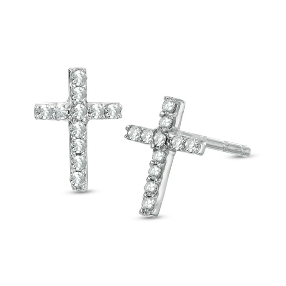 Previously Owned - Diamond Accent Cross Stud Earrings in 10K White Gold