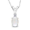 Thumbnail Image 1 of Previously Owned - Oval Opal and Diamond Accent Pendant in 10K White Gold - 17"