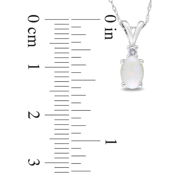 Previously Owned - Oval Opal and Diamond Accent Pendant in 10K White Gold - 17"