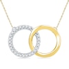 Thumbnail Image 1 of Previously Owned - 1/10 CT. T.W. Diamond Interlocking Circles Necklace in Sterling Silver and 14K Gold Plate