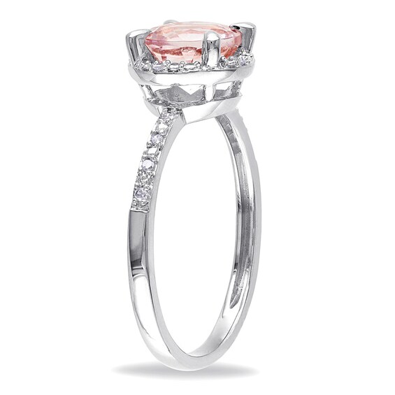 Previously Owned - 7.0mm Morganite and Diamond Accent Frame Engagement Ring in 10K White Gold