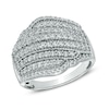 Thumbnail Image 1 of Previously Owned - 1 CT. T.W. Diamond Multi-Row Wave Ring in 10K White Gold