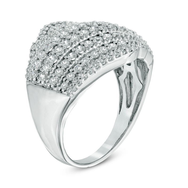 Main Image 2 of Previously Owned - 1 CT. T.W. Diamond Multi-Row Wave Ring in 10K White Gold