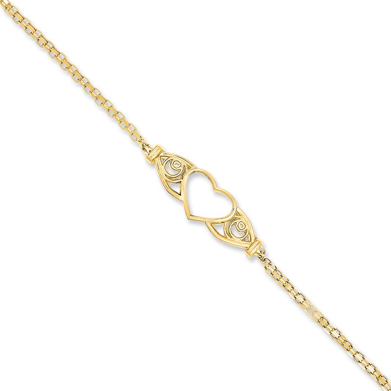 Main Image 1 of Previously Owned - Heart Anklet in 14K Gold - 10&quot;