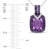 Thumbnail Image 2 of Previously Owned - Cushion-Cut Amethyst and Diamond Accent Pendant in Sterling Silver with Black Rhodium
