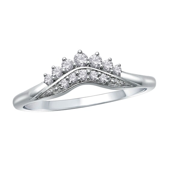Previously Owned - 1/8 CT. T.w. Diamond Double Row Contour Tiara Anniversary Band in 10K White Gold