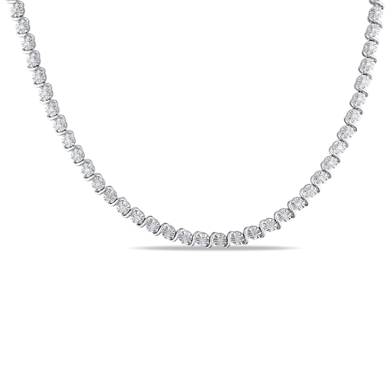 Previously Owned - 1/2 CT. T.w. Diamond "S" Tennis Necklace in Sterling Silver - 17"