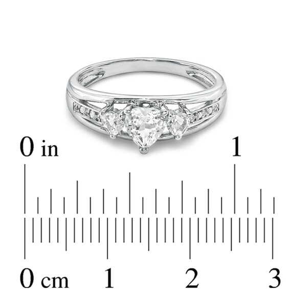 Previously Owned - Heart-Shaped White Topaz and Diamond Accent Three Stone Promise Ring in 10K White Gold