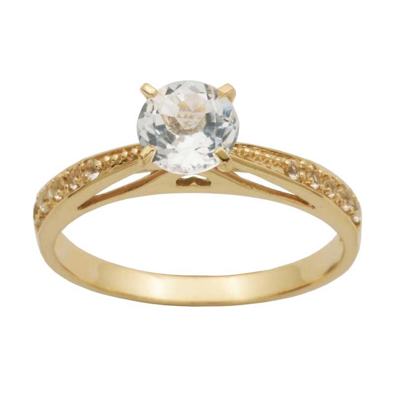 Main Image 1 of Previously Owned - 6.0mm White Topaz Engagement Ring in 10K Gold