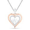 Thumbnail Image 1 of Previously Owned - 1/8 CT. T.W. Diamond Double Heart with Heartbeat Pendant in Sterling Silver and 10K Rose Gold