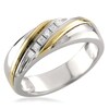 Thumbnail Image 1 of Previously Owned - 1/5 CT. T.W. Square-Cut Diamond Slant Wedding Band in 14K Two-Tone Gold