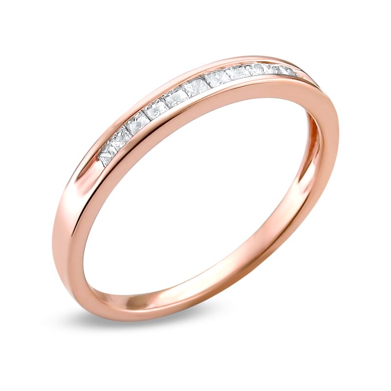 Main Image 2 of Previously Owned - 1/4 CT. T.W. Princess-Cut Diamond Wedding Band in 14K Rose Gold