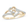 Thumbnail Image 1 of Previously Owned - 1/10 CT. T.W. Diamond Interlocking Hearts Ring in 10K Gold