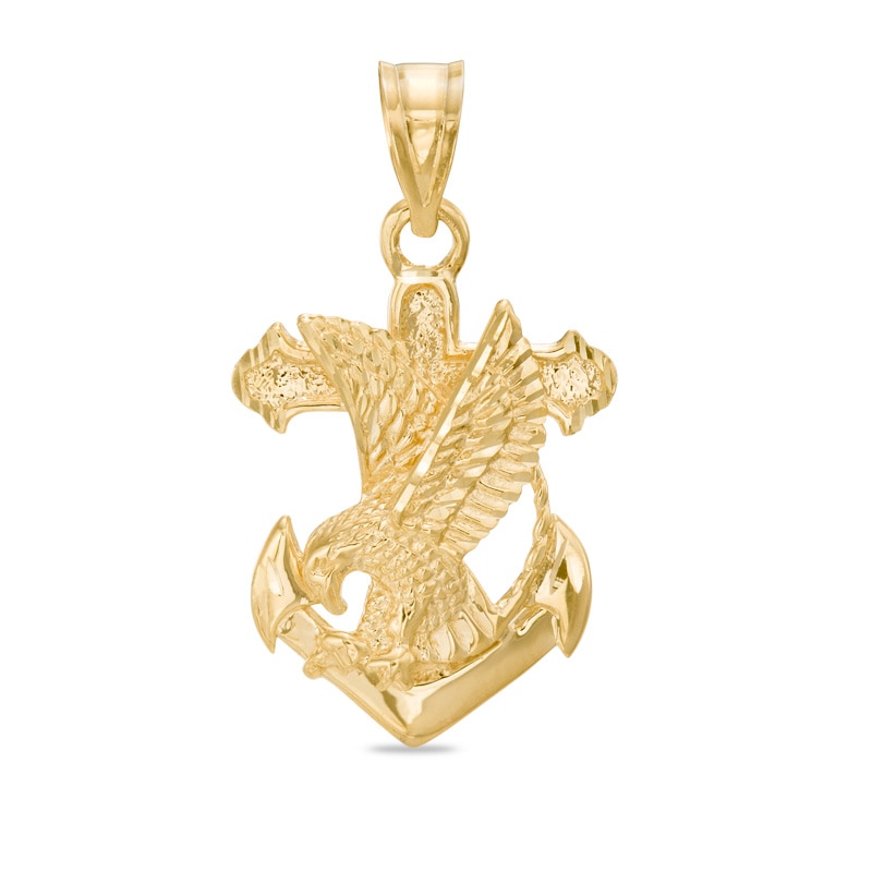 Main Image 1 of Previously Owned - Anchor with Eagle Necklace Charm in 10K Gold