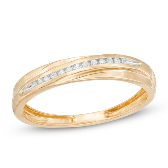 Previously Owned - 1/20 CT. T.w. Diamond Slant Wedding Band in 10K Gold