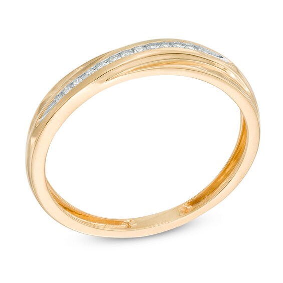 Previously Owned - 1/20 CT. T.w. Diamond Slant Wedding Band in 10K Gold