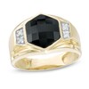 Thumbnail Image 1 of Previously Owned - 10.0mm Faceted Hexagonal Onyx and 1/20 CT. T.W. Diamond Ring in 10K Gold