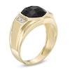 Thumbnail Image 2 of Previously Owned - 10.0mm Faceted Hexagonal Onyx and 1/20 CT. T.W. Diamond Ring in 10K Gold