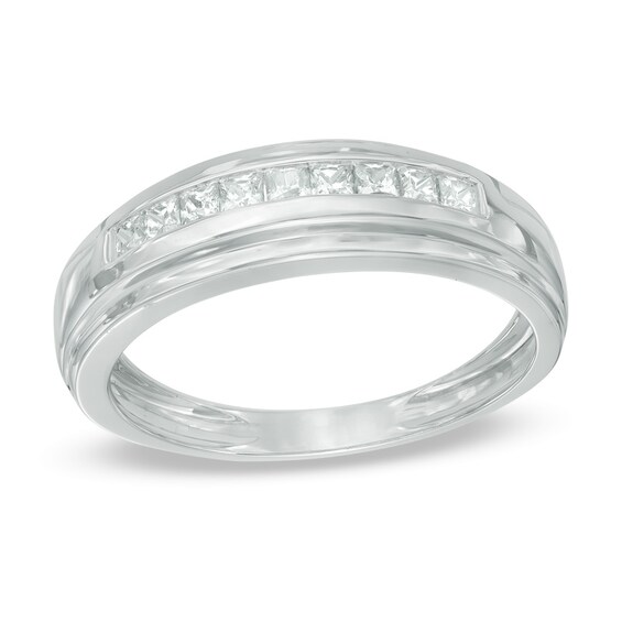 Previously Owned - 1/2 CT. T.w. Square-Cut Diamond Wedding Band in 10K White Gold