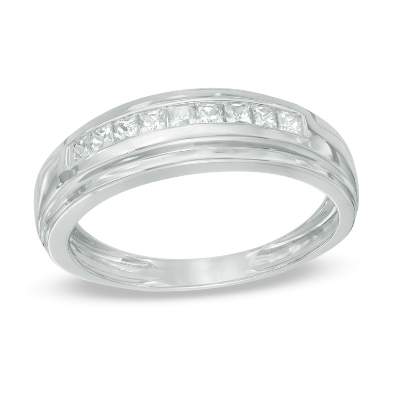Main Image 1 of Previously Owned - 1/2 CT. T.W. Square-Cut Diamond Wedding Band in 10K White Gold