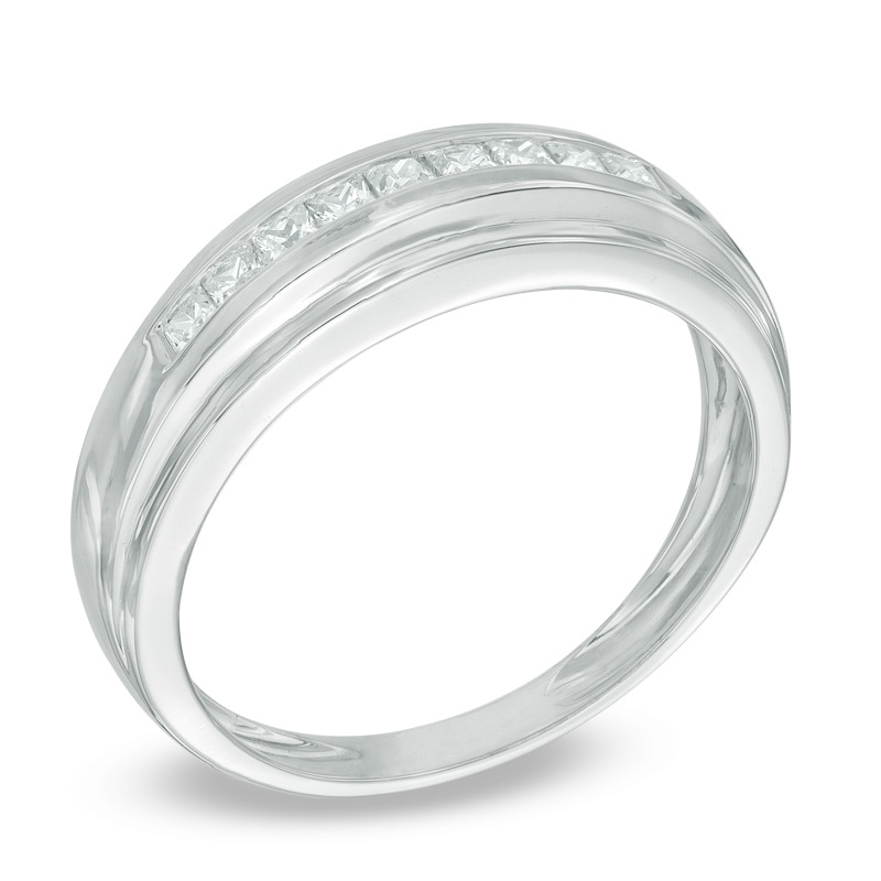 Main Image 2 of Previously Owned - 1/2 CT. T.W. Square-Cut Diamond Wedding Band in 10K White Gold
