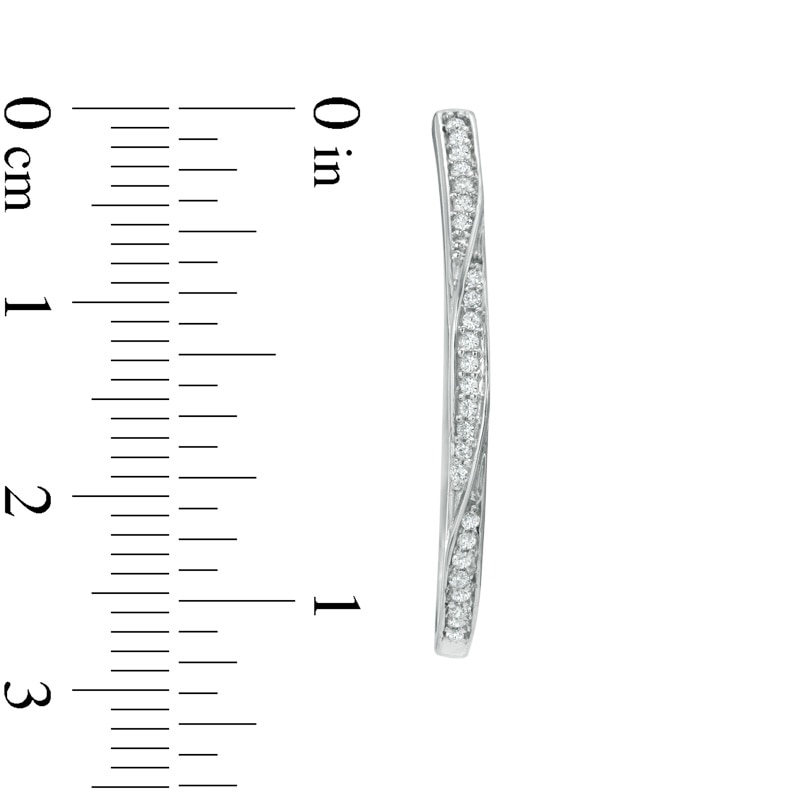Main Image 2 of Previously Owned - 1/5 CT. T.W. Diamond Twist Hoop Earrings in 10K White Gold