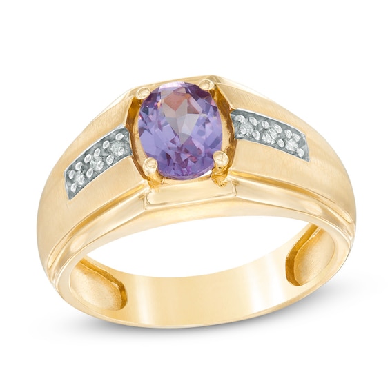 Previously Owned - Oval Alexandrite and Diamond Accent Ring in 10K Gold