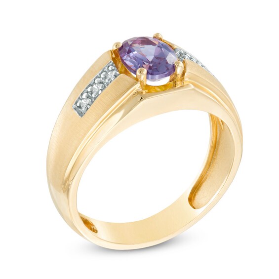 Previously Owned - Oval Alexandrite and Diamond Accent Ring in 10K Gold