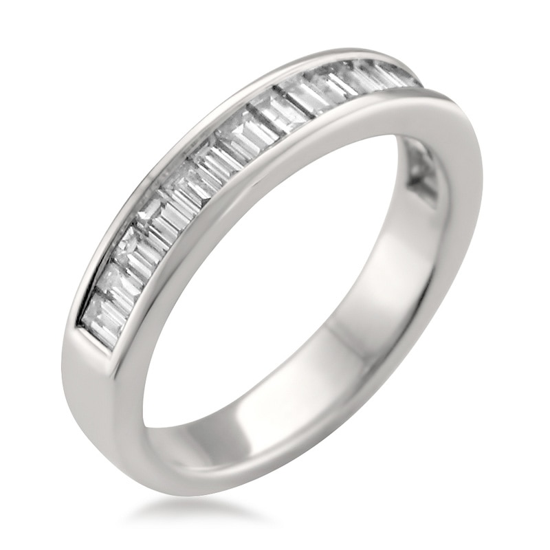 Main Image 2 of Previously Owned - 1 CT. T.W. Baguette Diamond Channel-Set Anniversary Band in 14K White Gold