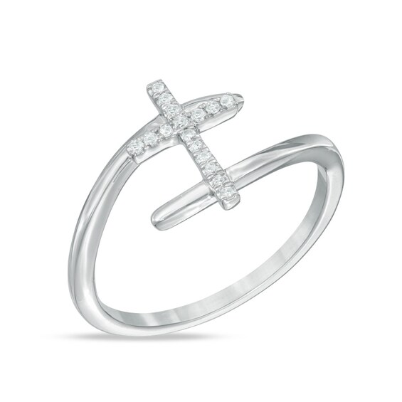 Previously Owned - Diamond Accent Cross Bypass Ring in 10K White Gold