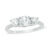 Thumbnail Image 1 of Previously Owned - 5.2mm Lab-Created White Sapphire Three Stone Ring in 10K White Gold
