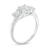 Thumbnail Image 2 of Previously Owned - 5.2mm Lab-Created White Sapphire Three Stone Ring in 10K White Gold