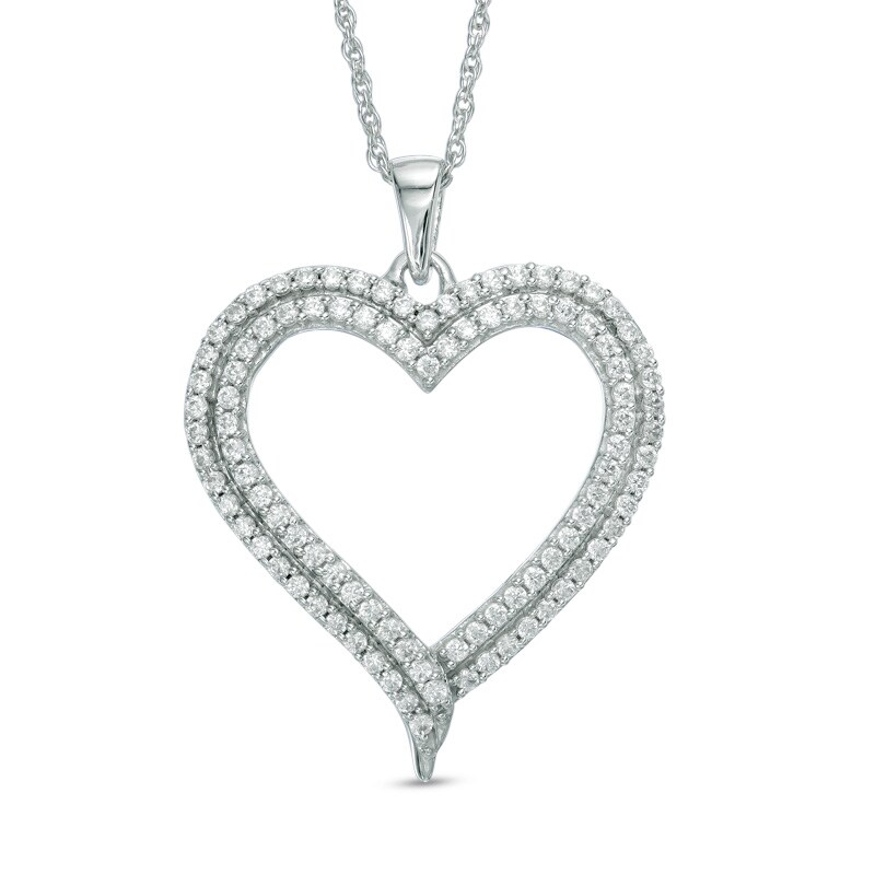 Main Image 1 of Previously Owned - 1/2 CT. T.W. Diamond Heart Pendant in Sterling Silver