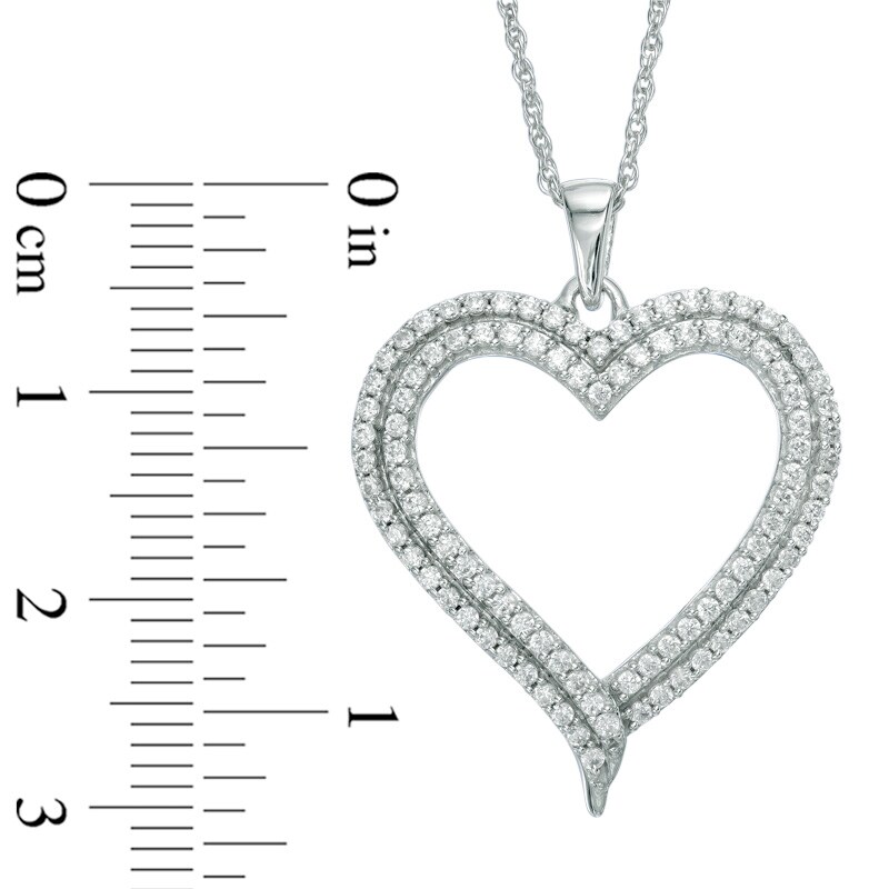 Main Image 2 of Previously Owned - 1/2 CT. T.W. Diamond Heart Pendant in Sterling Silver