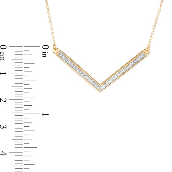 Previously Owned - 1/10 CT. T.w. Diamond Chevron Bar Necklace in Sterling Silver and 18K Gold Plate